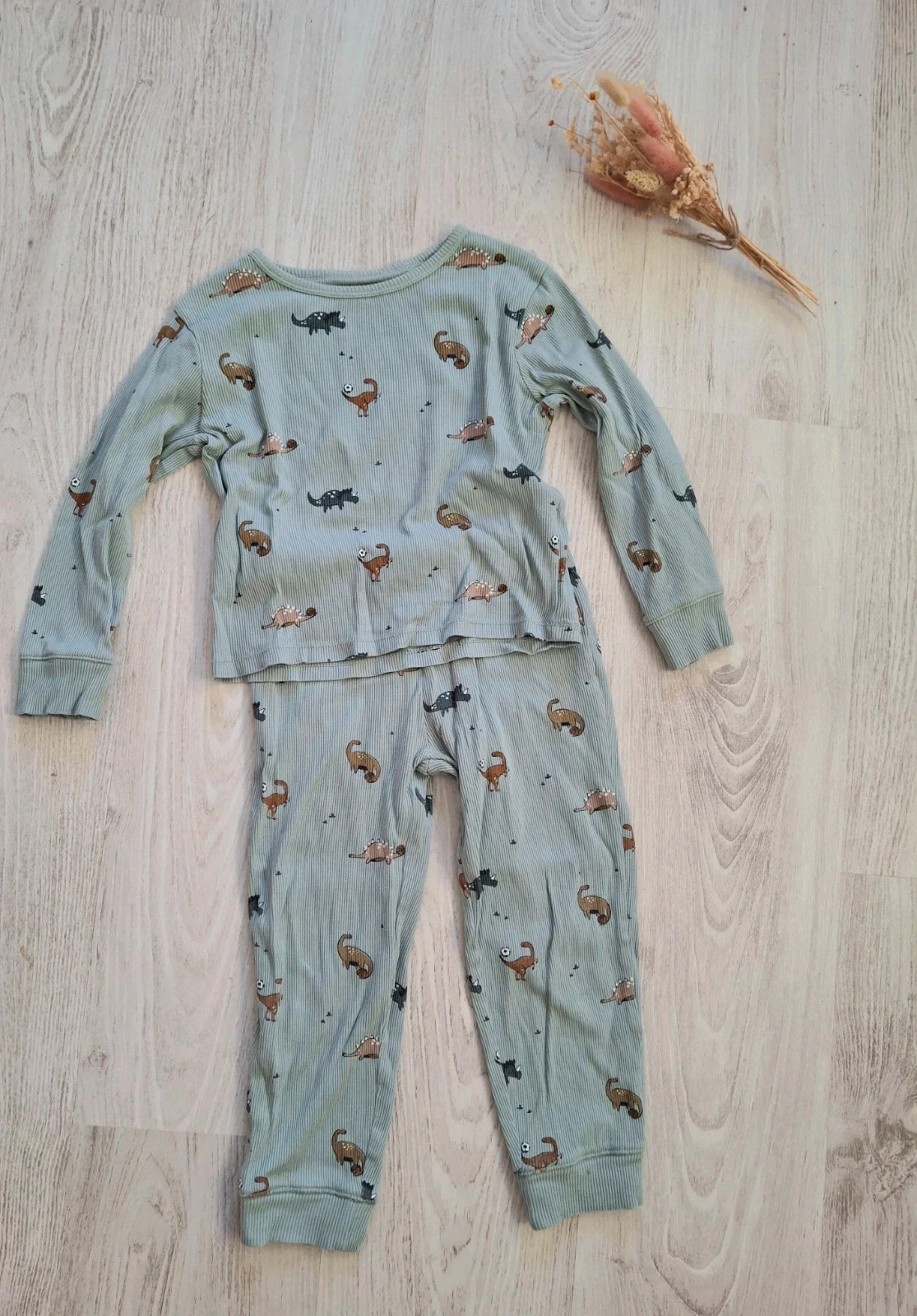 🌙 Lot/conjunto de pijama de 2 piezas para niño azul marino/verde agua acanalado Kiabi – Talla 4 años🌙 – photo 6